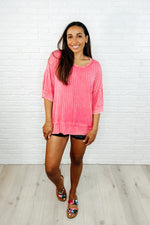 Hazel Blues® |  Loosely Speaking Oversized Basic Top in Fuchsia