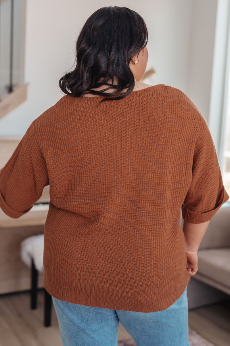 Hazel Blues® |  Lotta Love Knitted Sweater Top in Rust