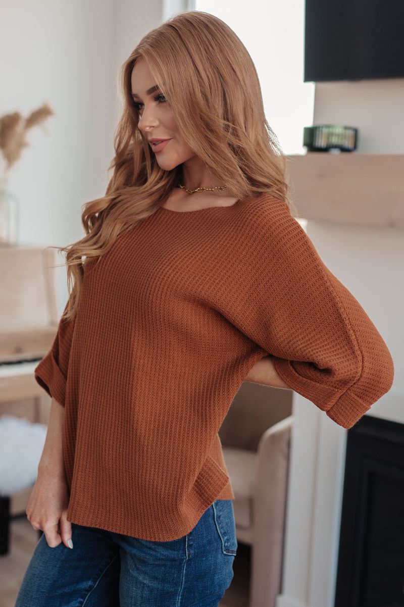 Hazel Blues® |  Lotta Love Knitted Sweater Top in Rust