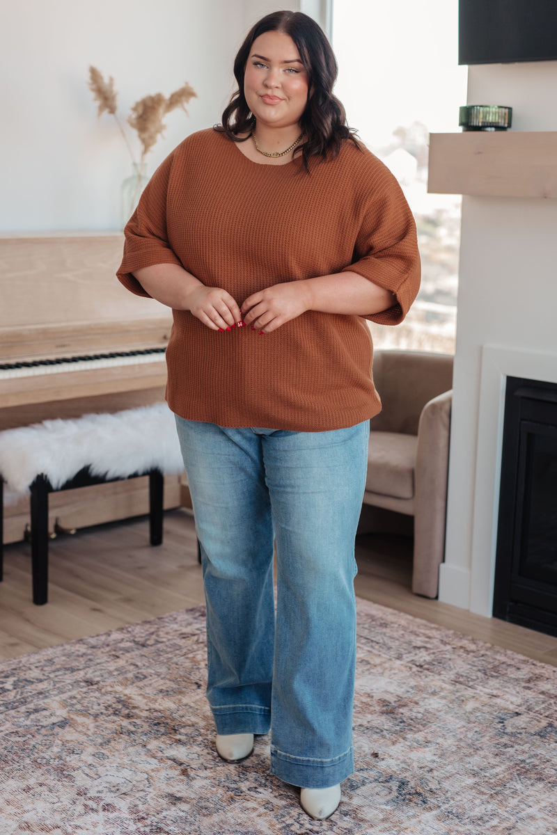 Hazel Blues® |  Lotta Love Knitted Sweater Top in Rust