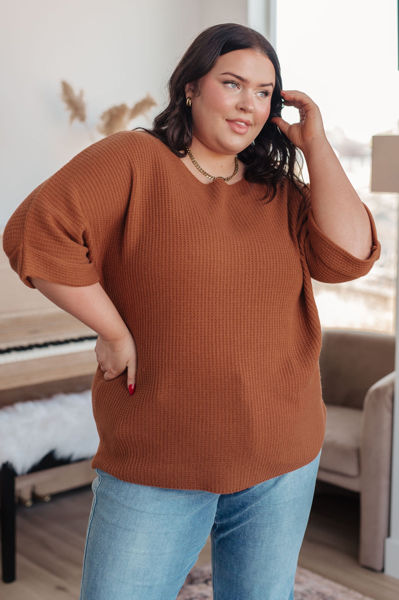 Hazel Blues® |  Lotta Love Knitted Sweater Top in Rust