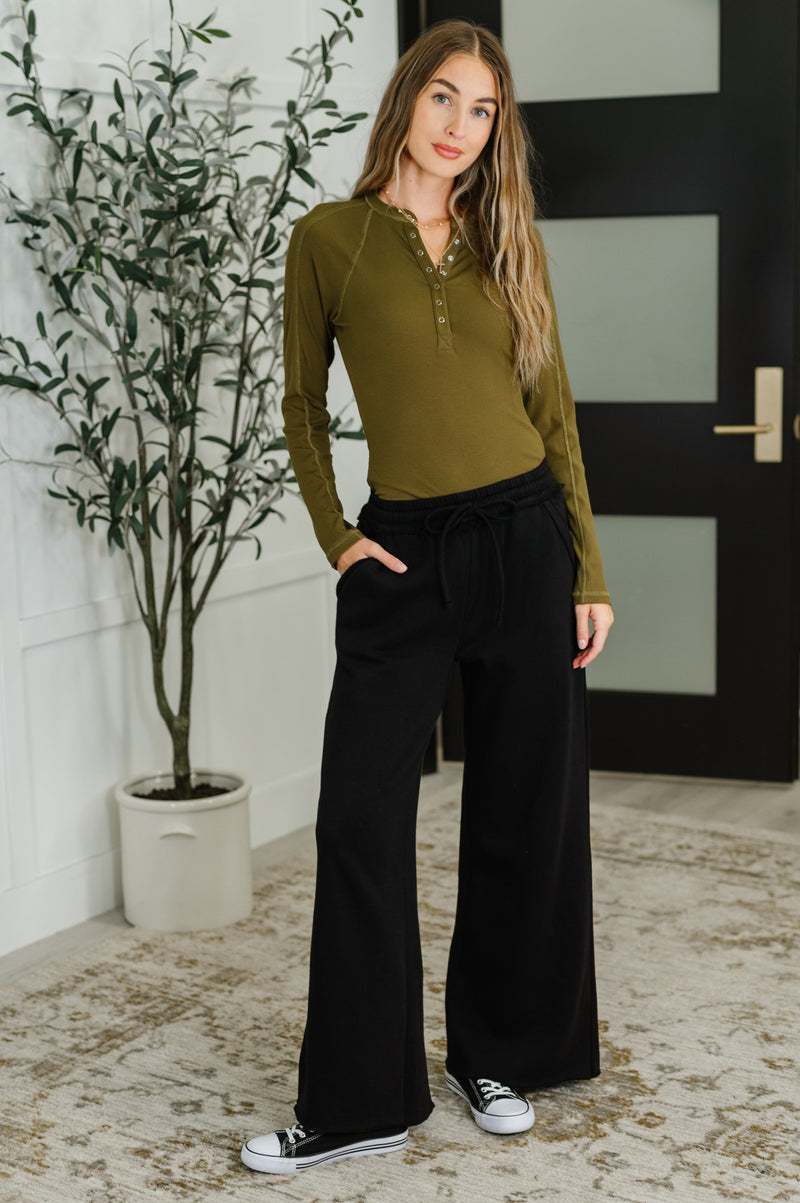 Hazel Blues® |  Lounge Line Wide Leg Sweats in Black