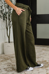 Hazel Blues® |  Lounge Line Wide Leg Sweats in Dark Olive