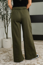 Hazel Blues® |  Lounge Line Wide Leg Sweats in Dark Olive