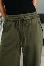 Hazel Blues® |  Lounge Line Wide Leg Sweats in Dark Olive