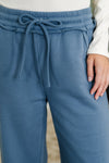Hazel Blues® |  Lounge Line Wide Leg Sweats in Dusty Blue