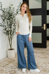Hazel Blues® |  Lounge Line Wide Leg Sweats in Dusty Blue