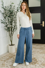 Hazel Blues® |  Lounge Line Wide Leg Sweats in Dusty Blue