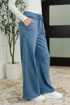 Hazel Blues® |  Lounge Line Wide Leg Sweats in Dusty Blue