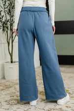 Hazel Blues® |  Lounge Line Wide Leg Sweats in Dusty Blue