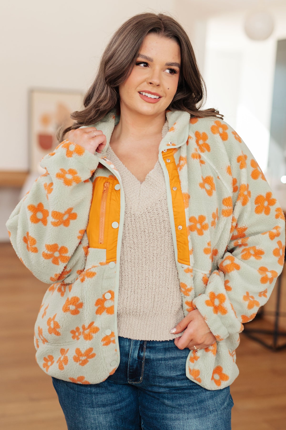 Hazel Blues® |  Love It Don't Leave It Floral Fleece Jacket