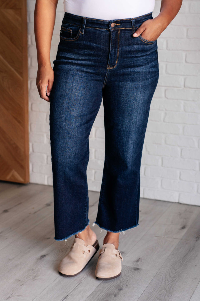 Hazel Blues® |  Madeline High Rise Cropped Wide Leg Jeans