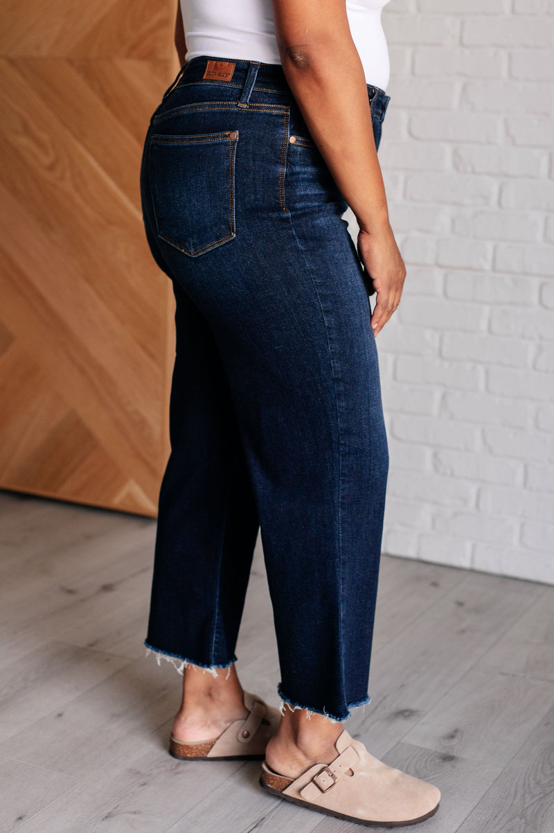 Hazel Blues® |  Madeline High Rise Cropped Wide Leg Jeans