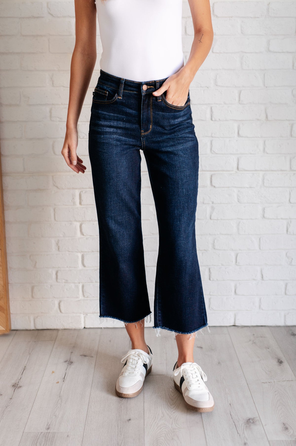 Hazel Blues® |  Madeline High Rise Cropped Wide Leg Jeans