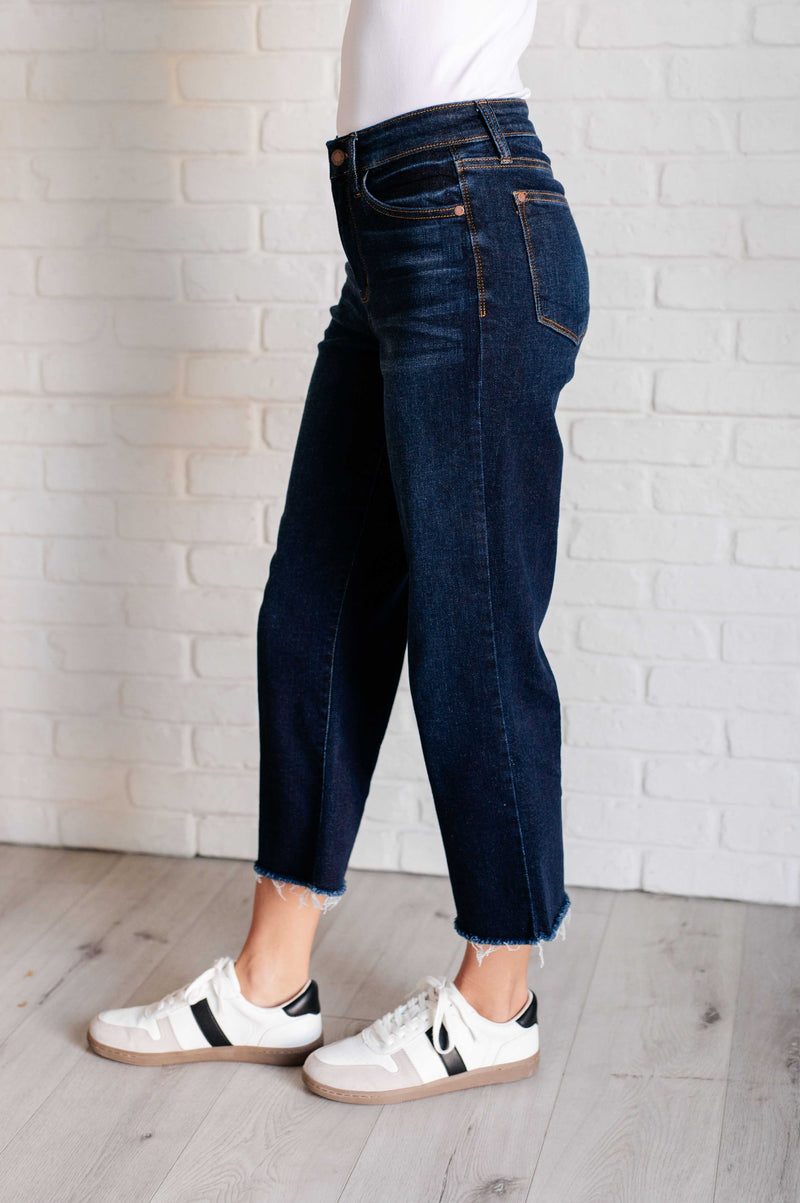 Hazel Blues® |  Madeline High Rise Cropped Wide Leg Jeans