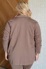 Hazel Blues® |  Magic 3/4 Blazer in Dark Mocha