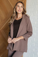 Hazel Blues® |  Magic 3/4 Blazer in Dark Mocha