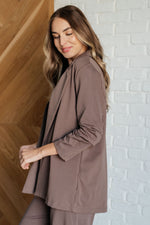 Hazel Blues® |  Magic 3/4 Blazer in Dark Mocha