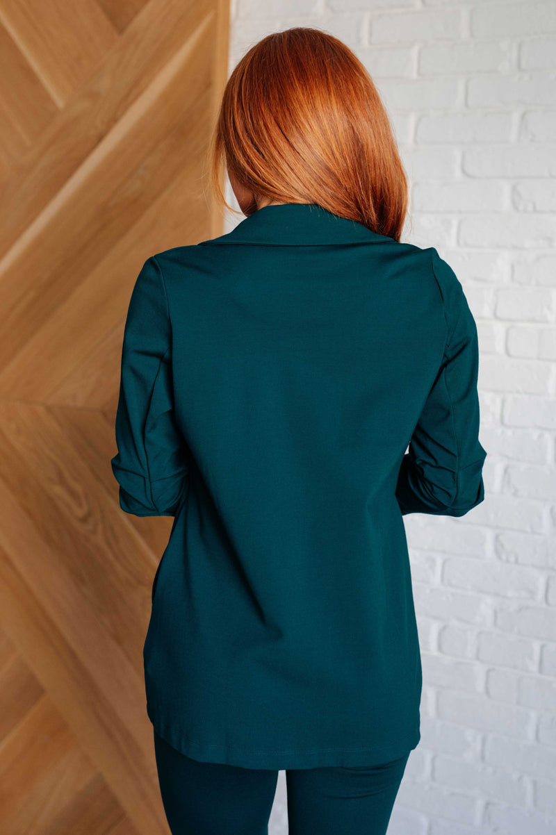 Hazel Blues® |  Magic 3/4 Blazer in Hunter Green