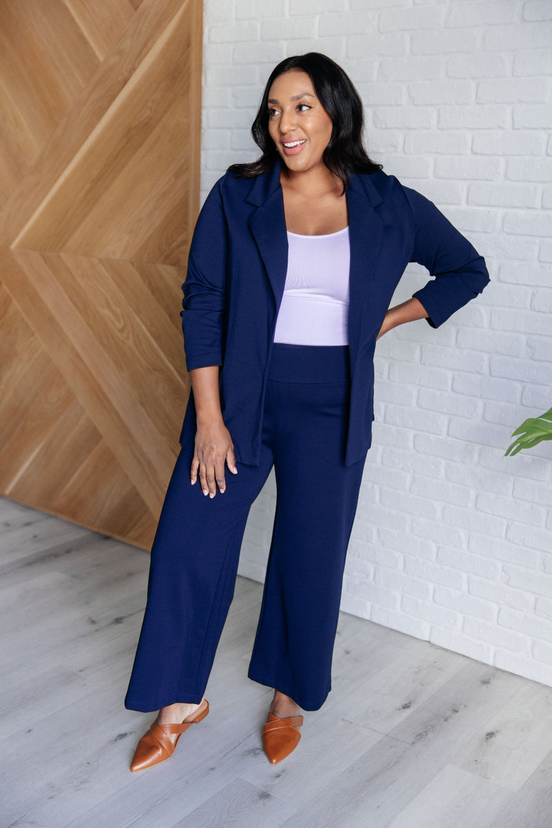 Hazel Blues® |  Magic Wide Leg Crop Pants in Navy