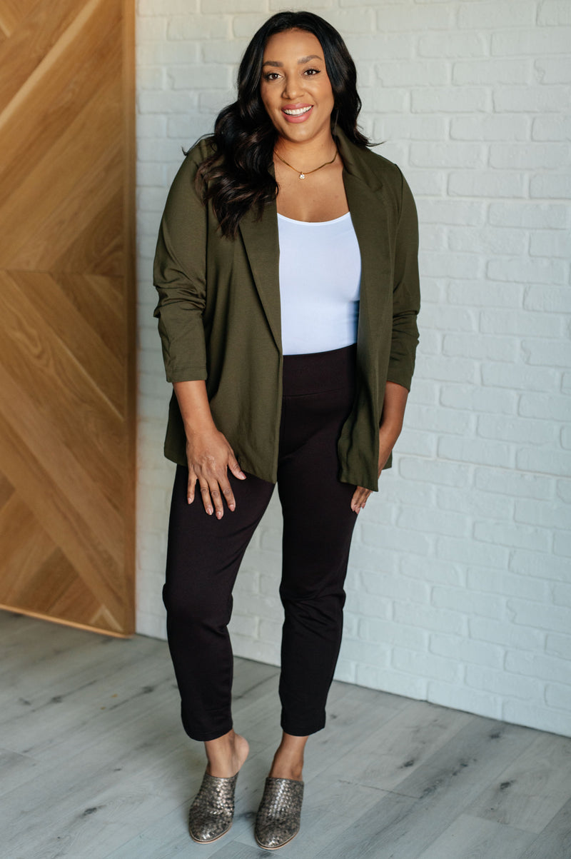 Hazel Blues® |  Magic 3/4 Blazer in Olive