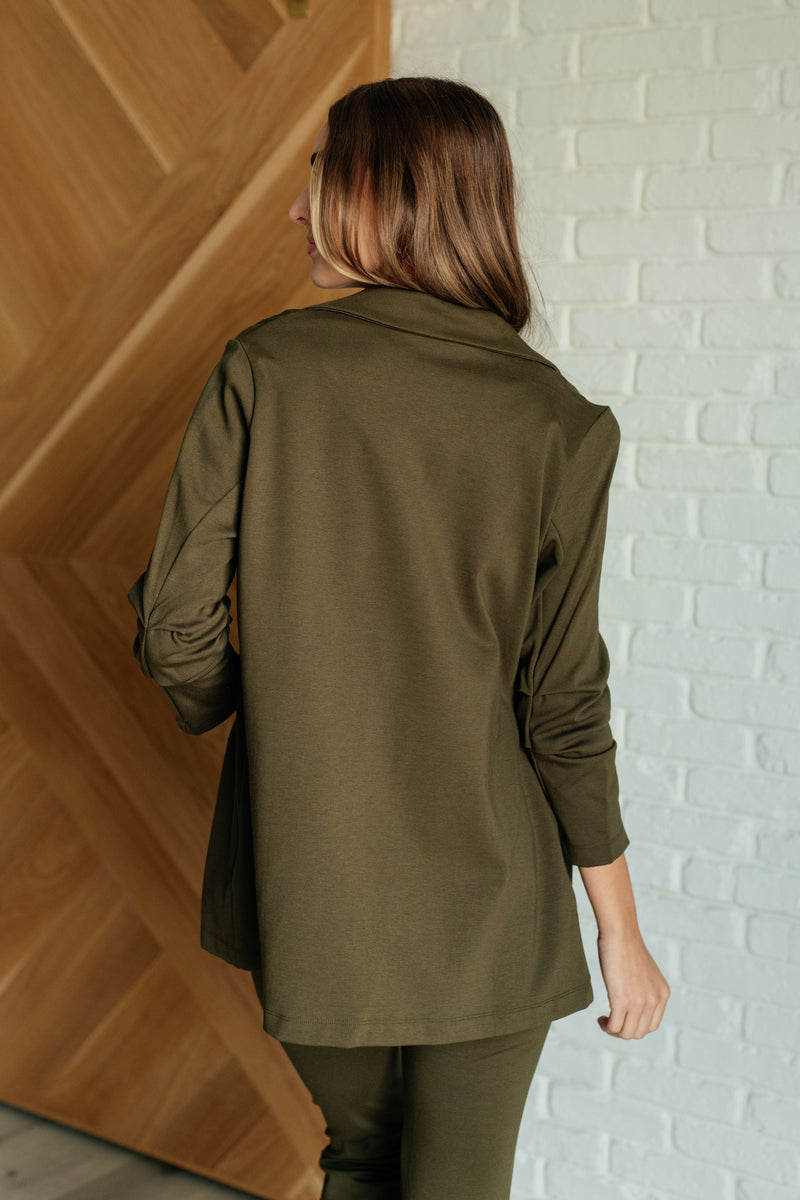 Hazel Blues® |  Magic 3/4 Blazer in Olive