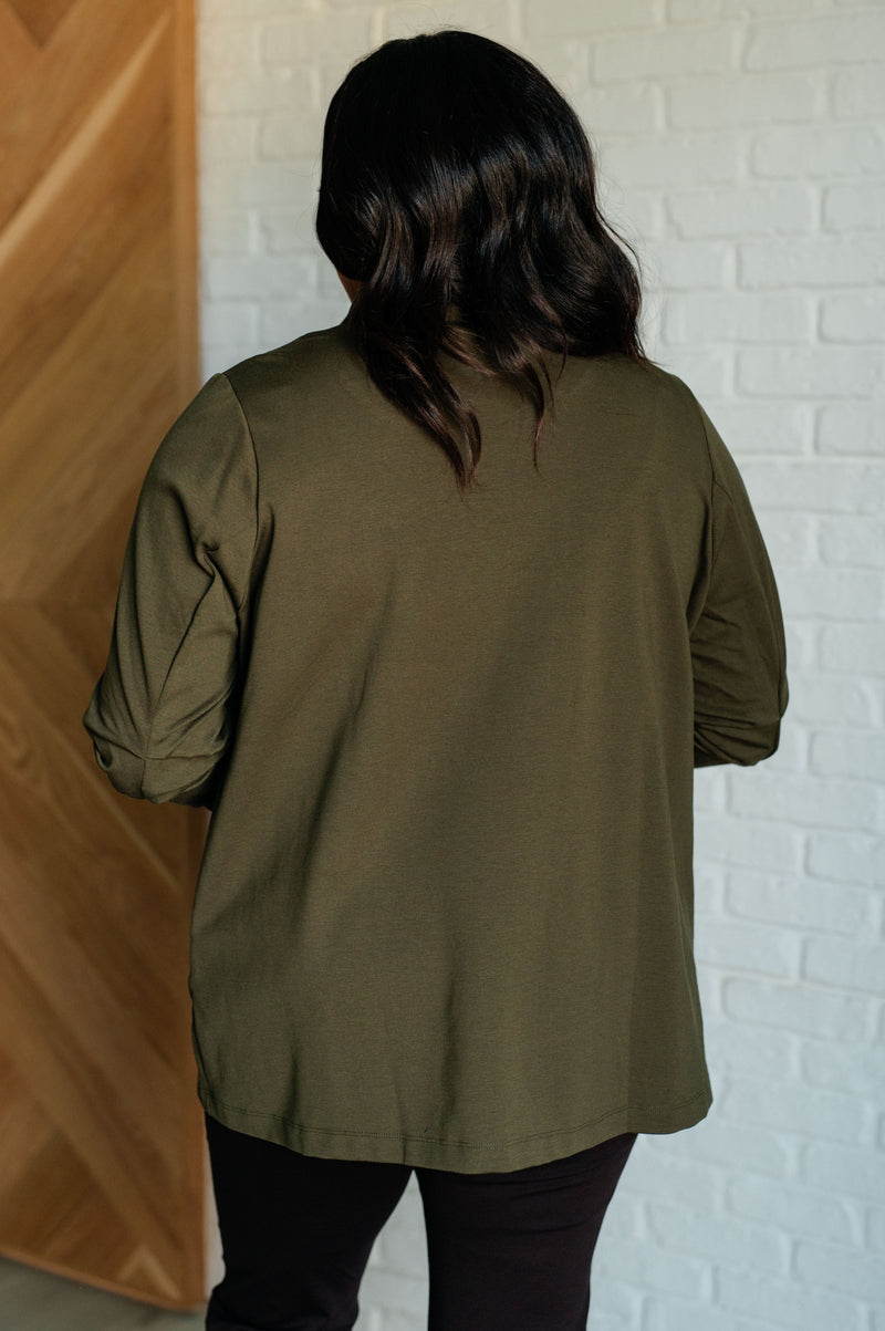 Hazel Blues® |  Magic 3/4 Blazer in Olive