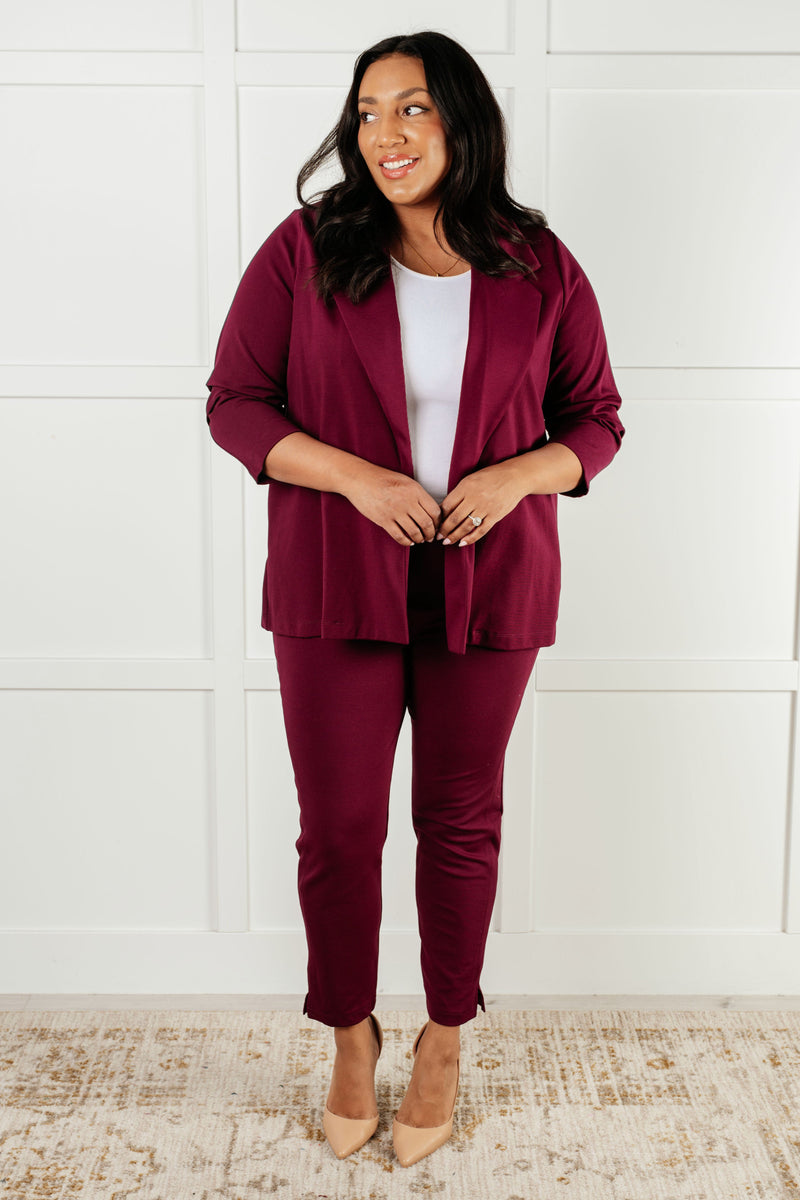 Hazel Blues® |  Magic Ankle Crop Skinny Pants in Wine