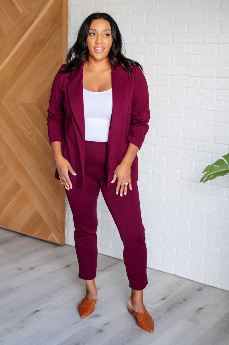 Hazel Blues® |  Magic Ankle Crop Skinny Pants in Wine