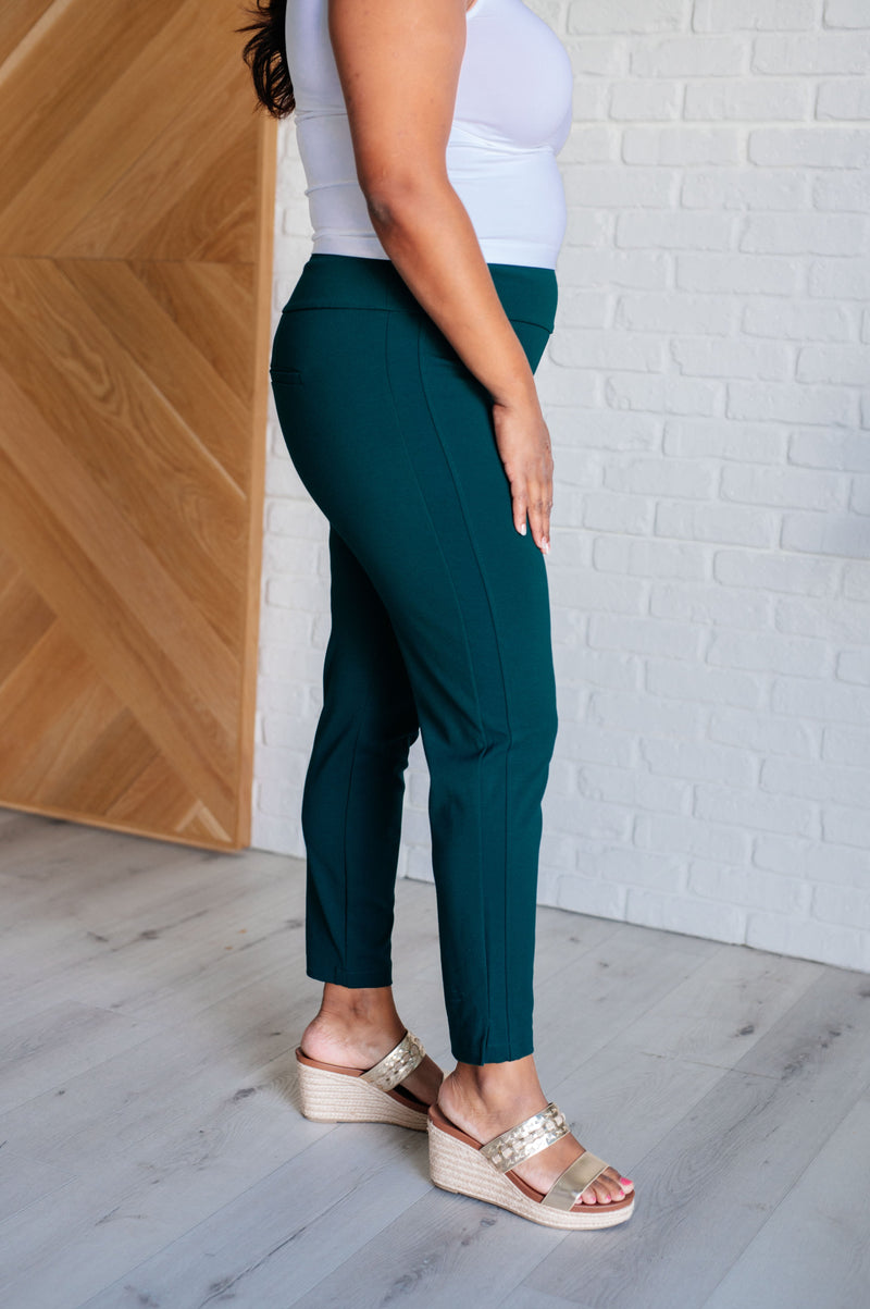 Hazel Blues® |  Magic Ankle Crop Skinny Pants in Hunter Green
