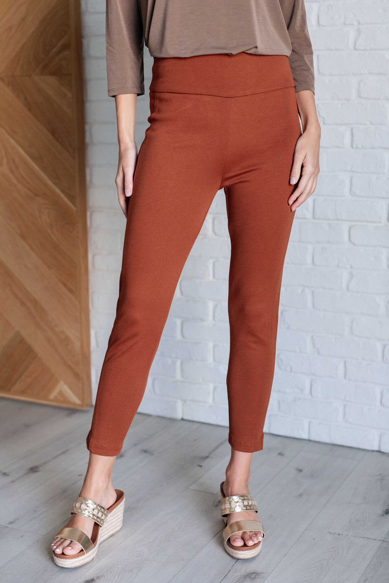 Hazel Blues® |  Magic Ankle Crop Skinny Pants in Rust