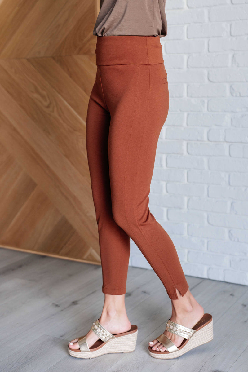 Hazel Blues® |  Magic Ankle Crop Skinny Pants in Rust