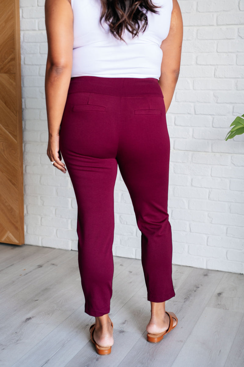 Hazel Blues® |  Magic Ankle Crop Skinny Pants in Wine