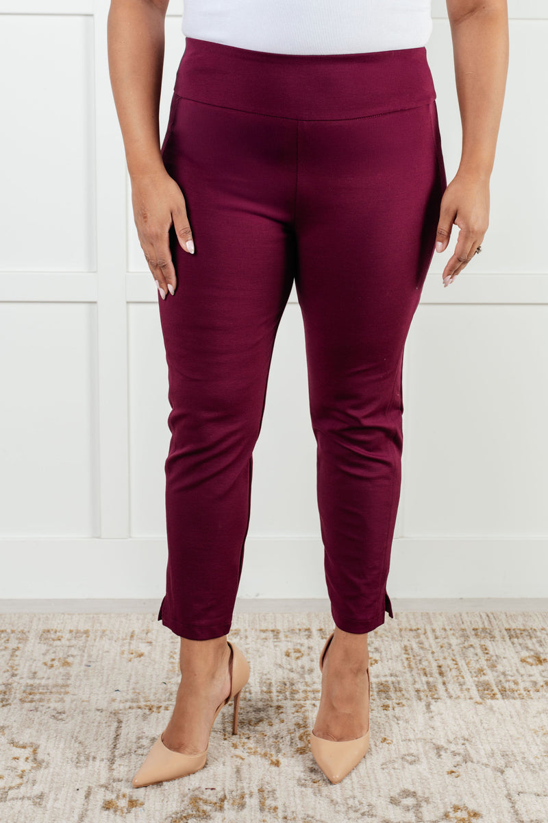 Hazel Blues® |  Magic Ankle Crop Skinny Pants in Wine