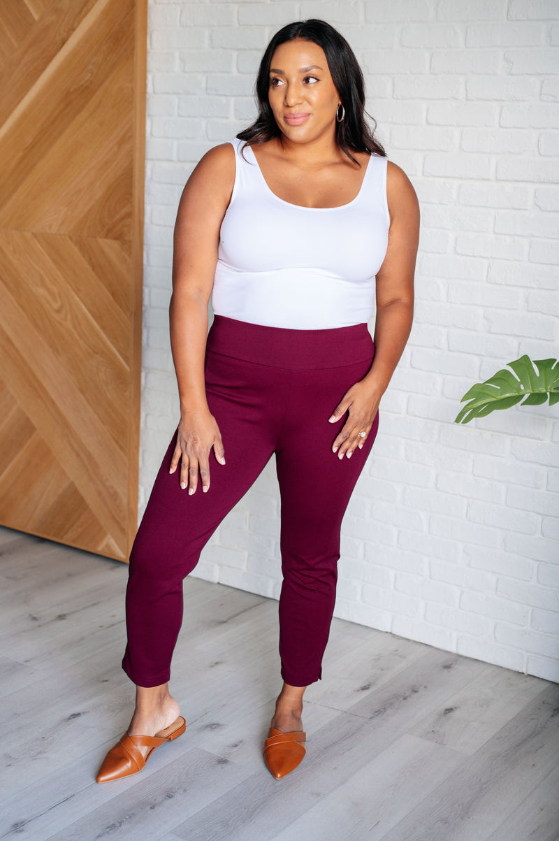 Hazel Blues® |  Magic Ankle Crop Skinny Pants in Wine
