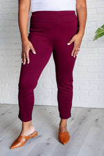 Hazel Blues® |  Magic Ankle Crop Skinny Pants in Wine