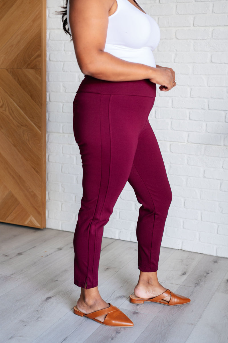 Hazel Blues® |  Magic Ankle Crop Skinny Pants in Wine