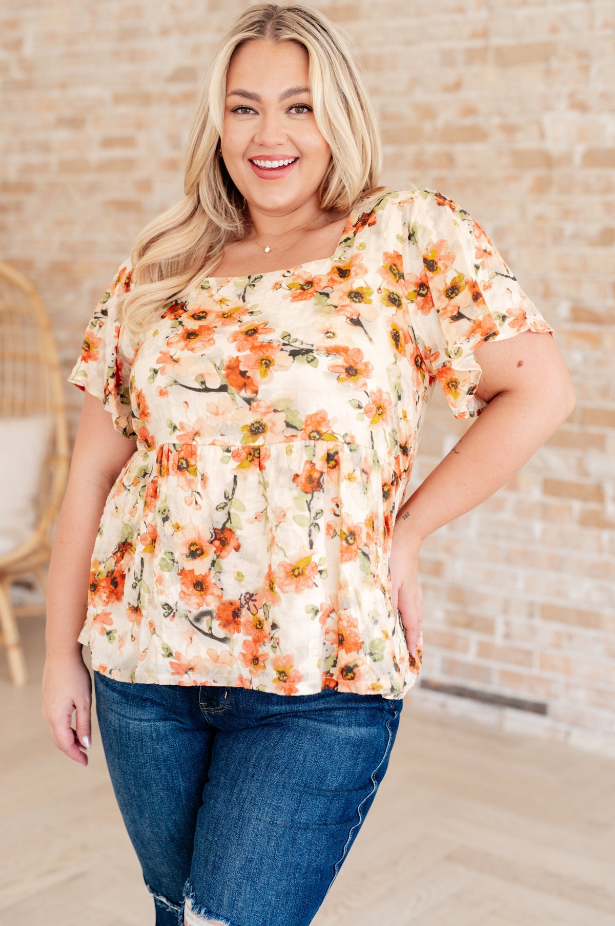 Hazel Blues® |  Magic Dance Square Neck Floral Blouse