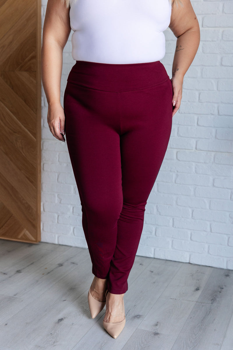 Hazel Blues® |  Magic Skinny 28" Pants in Wine