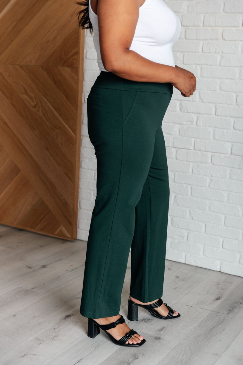 Hazel Blues® |  Magic Straight Pants in Hunter Green