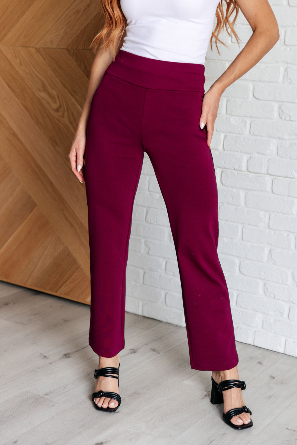 Hazel Blues® |  Magic Straight Pants in Wine