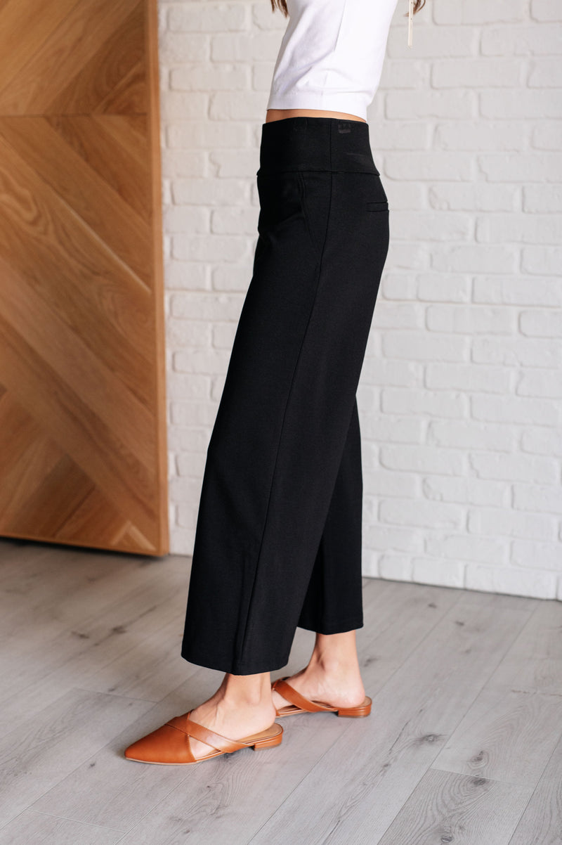 Hazel Blues® |  Magic Wide Leg Crop Pants in Black