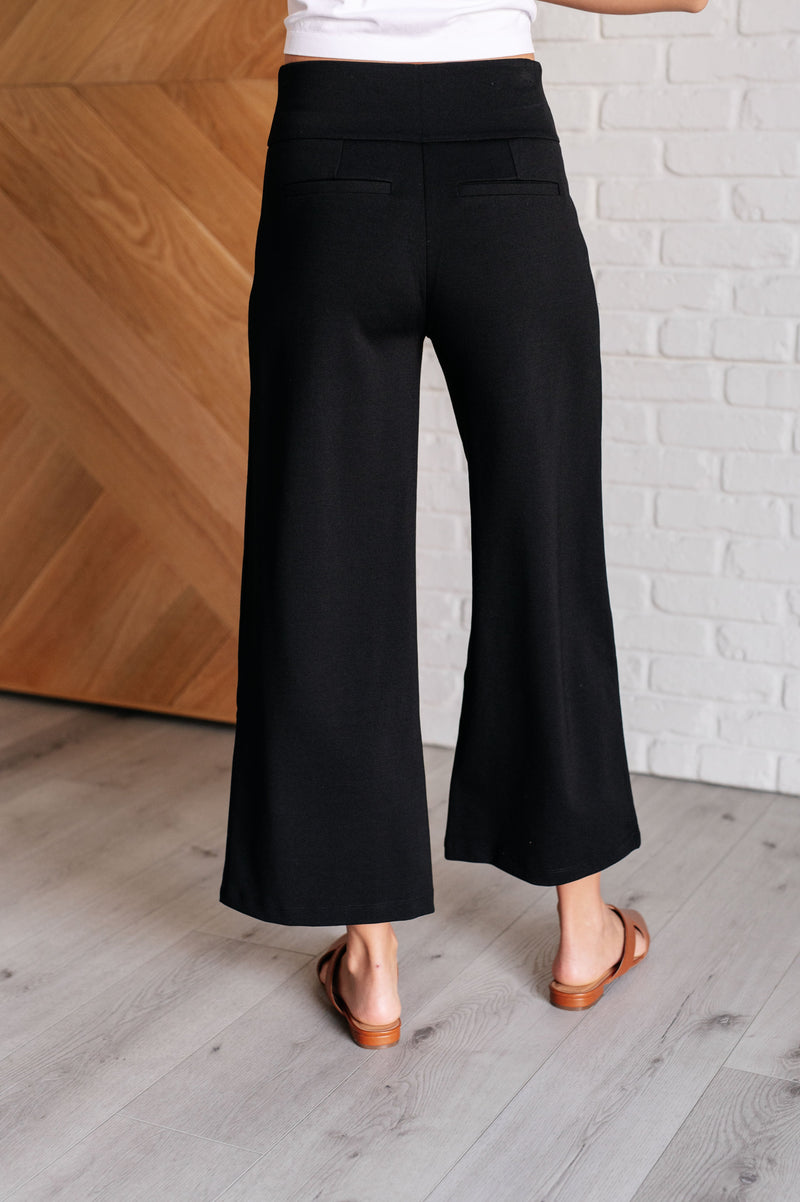 Hazel Blues® |  Magic Wide Leg Crop Pants in Black