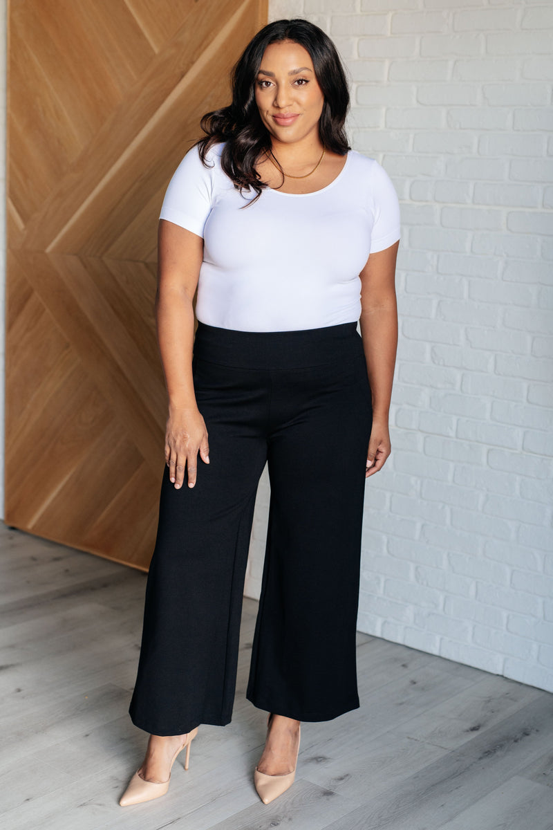 Hazel Blues® |  Magic Wide Leg Crop Pants in Black