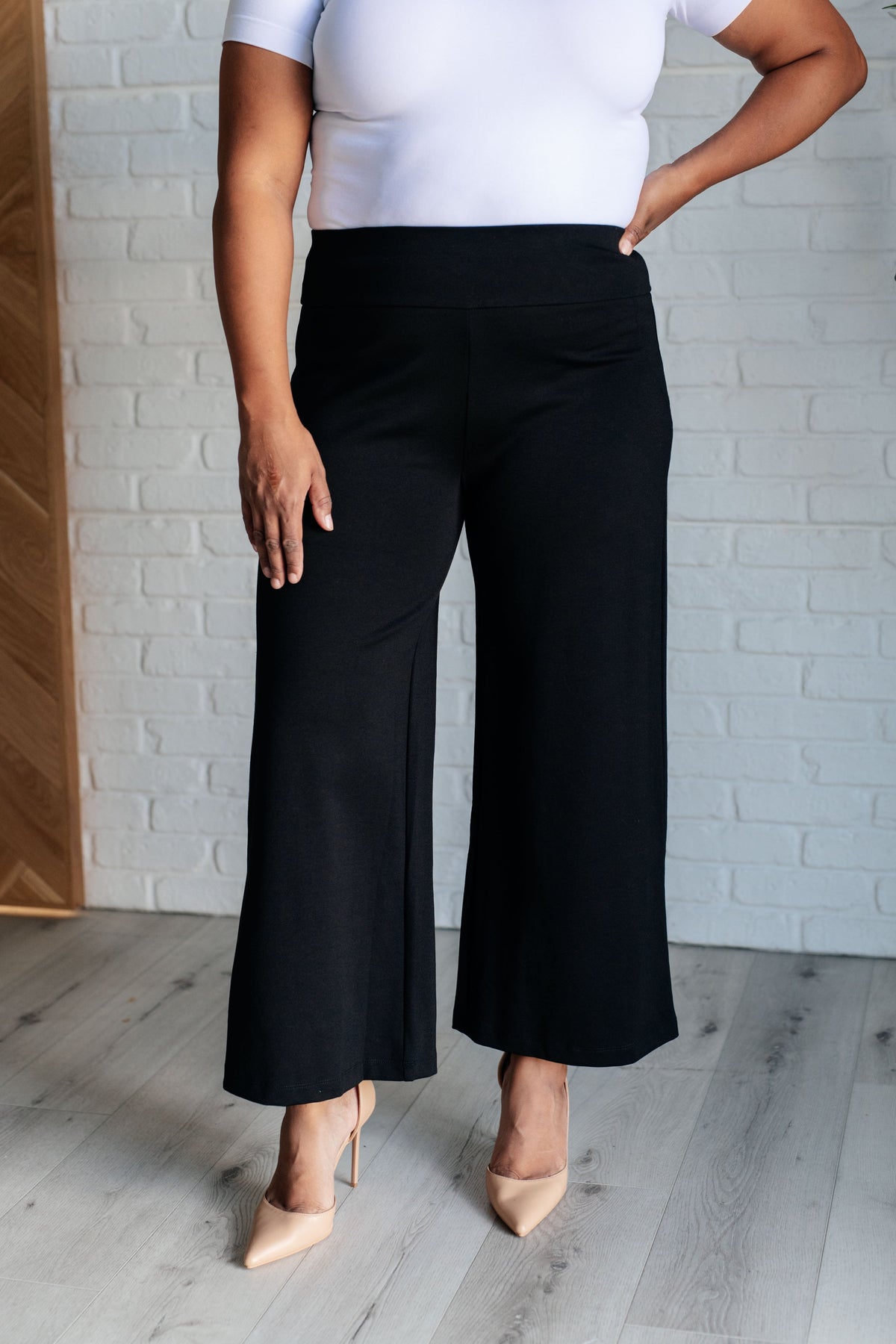 Hazel Blues® |  Magic Wide Leg Crop Pants in Black