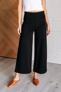 Hazel Blues® |  Magic Wide Leg Crop Pants in Black