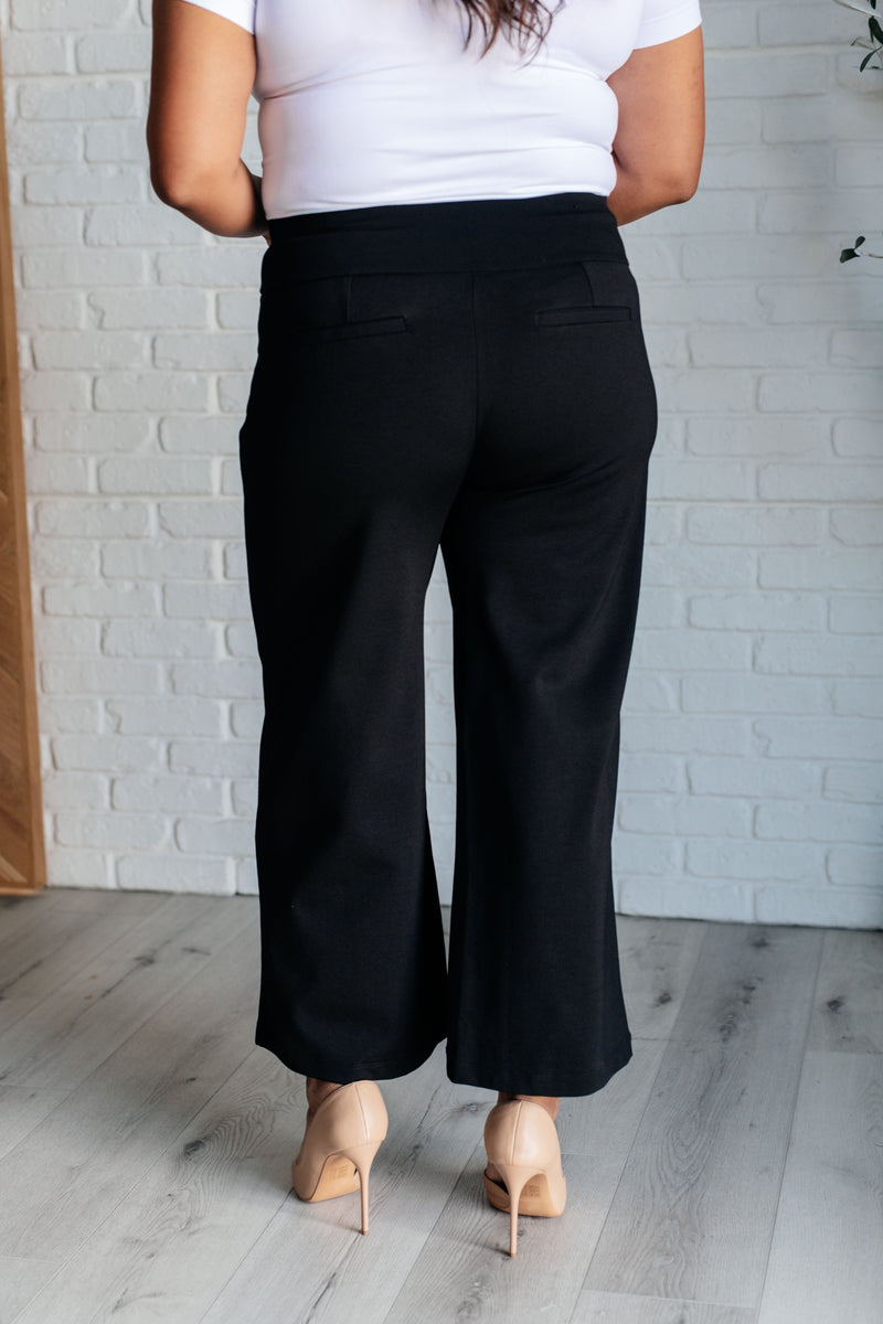 Hazel Blues® |  Magic Wide Leg Crop Pants in Black