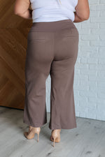 Hazel Blues® |  Magic Wide Leg Crop Pants in Dark Mocha