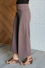 Hazel Blues® |  Magic Wide Leg Crop Pants in Dark Mocha