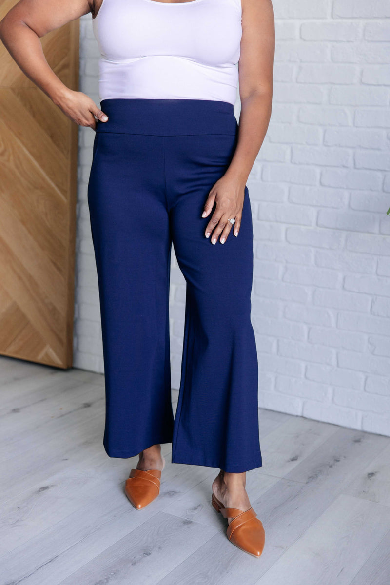 Hazel Blues® |  Magic Wide Leg Crop Pants in Navy